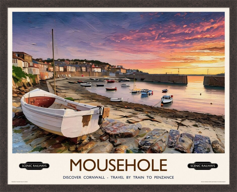Vintage travel poster- Mousehole, Cornwall - Scenic Railways