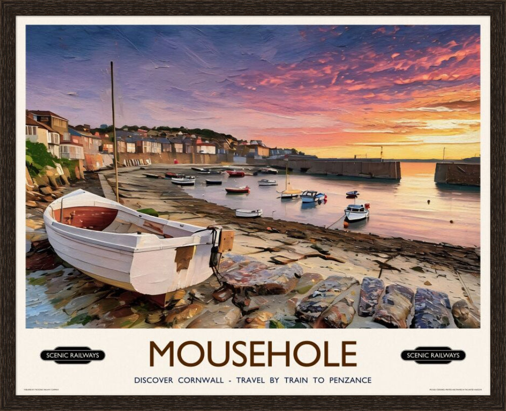 Vintage travel poster- Mousehole, Cornwall - Scenic Railways