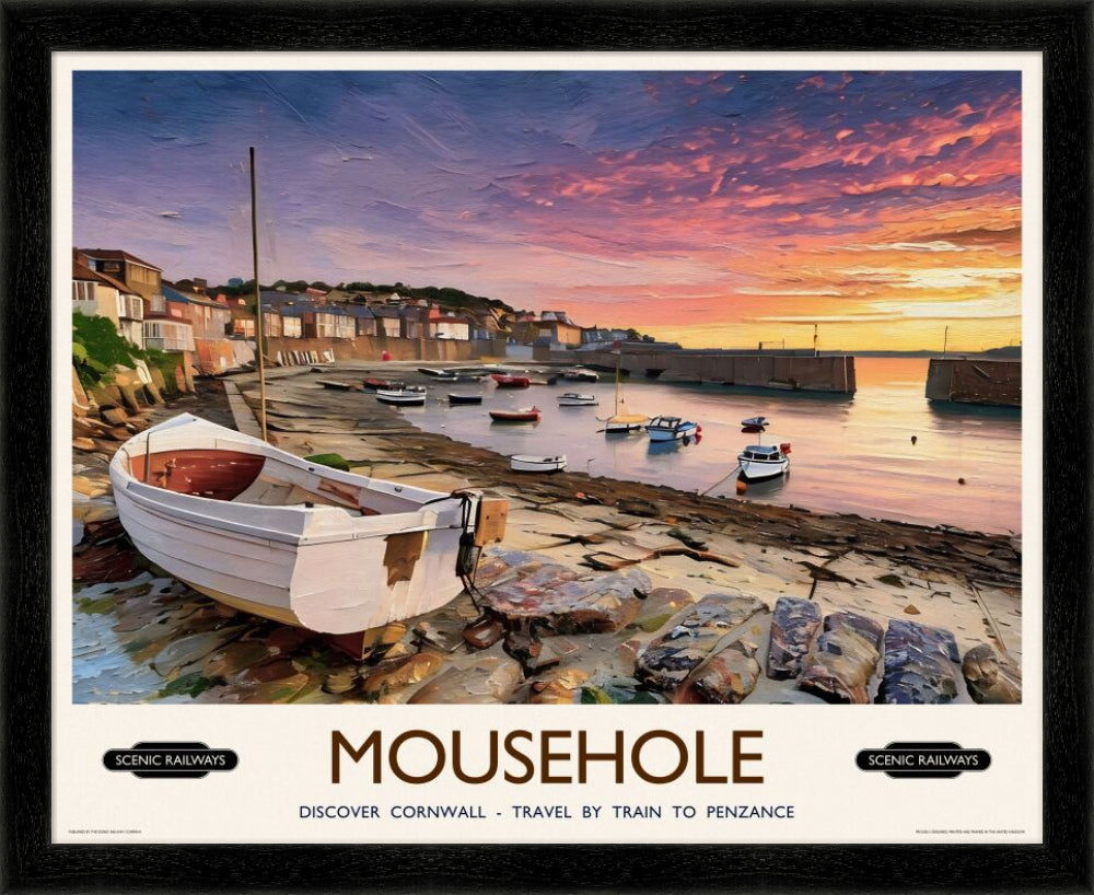 Vintage travel poster- Mousehole, Cornwall - Scenic Railways