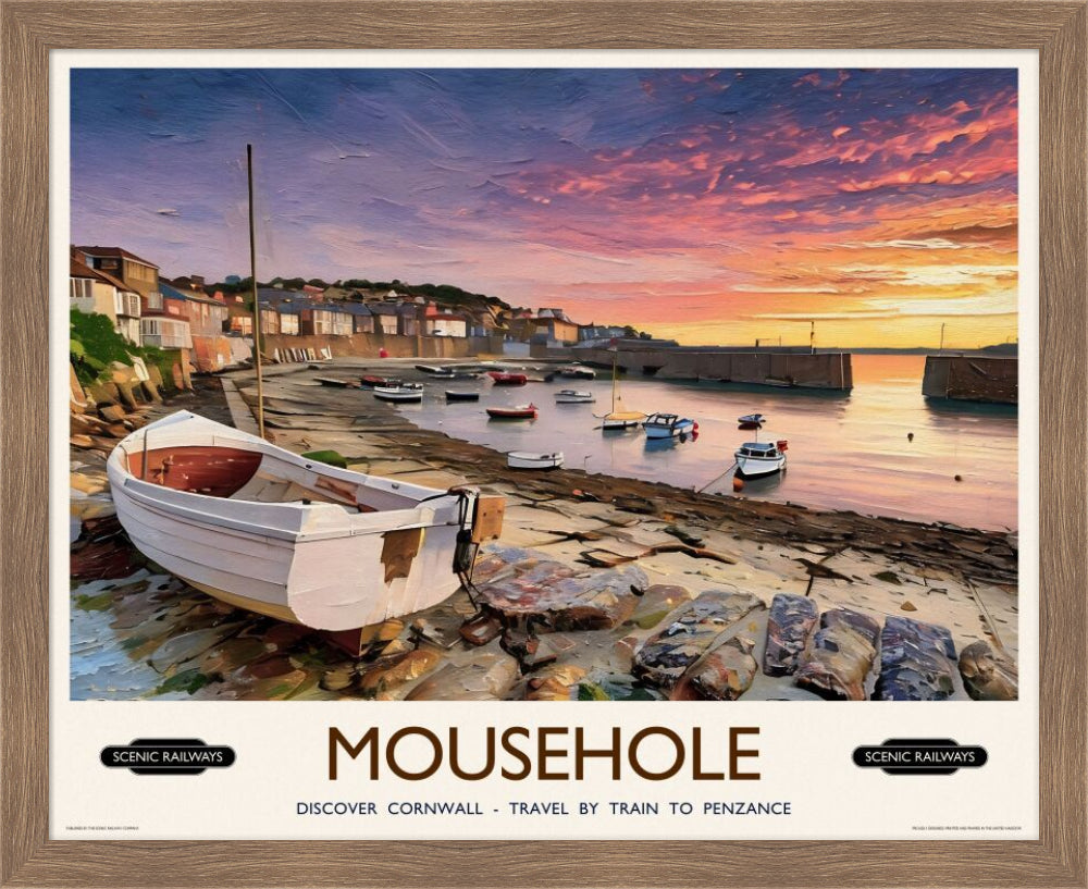 Vintage travel poster- Mousehole, Cornwall - Scenic Railways