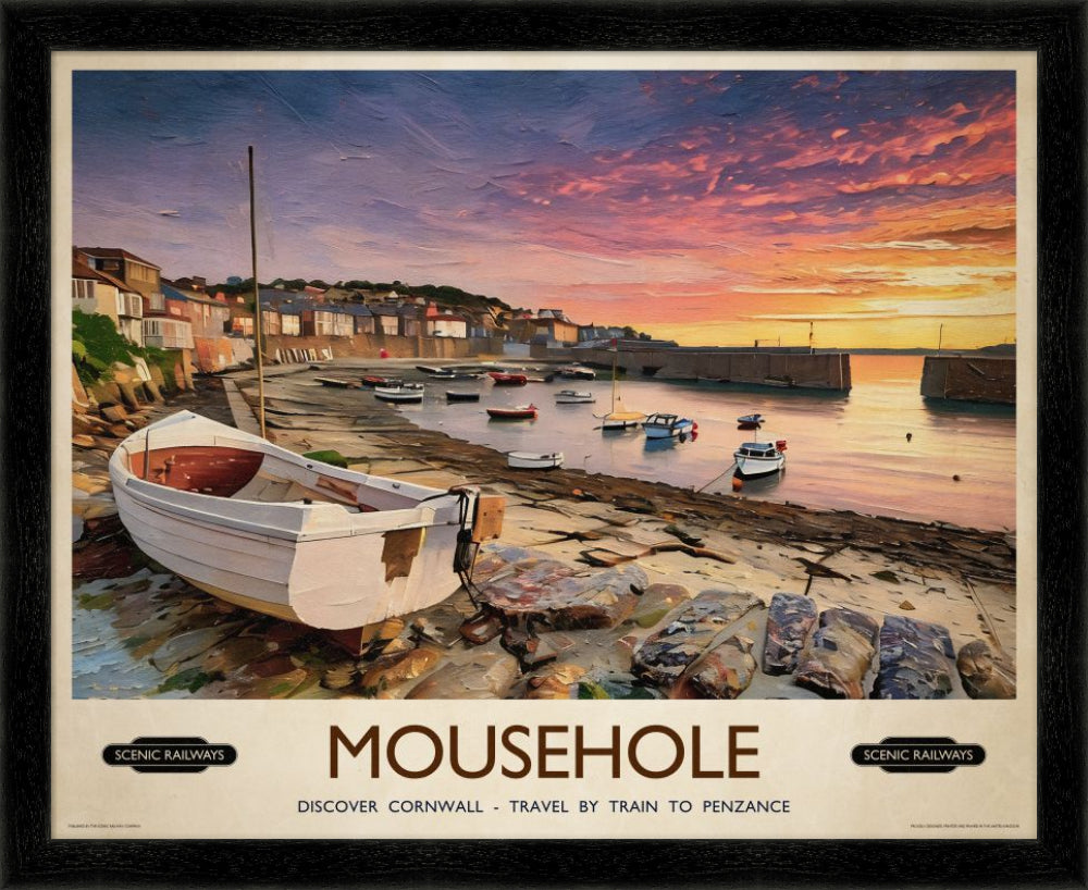 Vintage travel poster- Mousehole, Cornwall - Scenic Railways