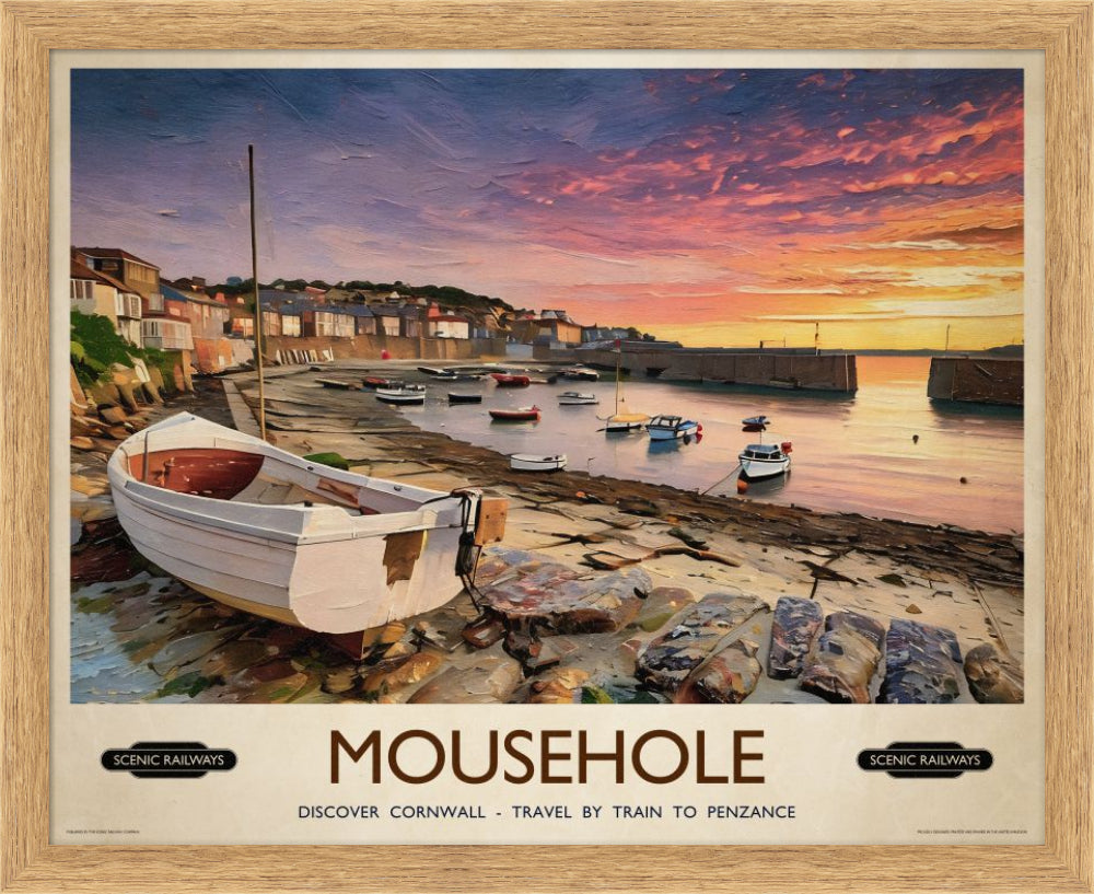 Vintage travel poster- Mousehole, Cornwall - Scenic Railways