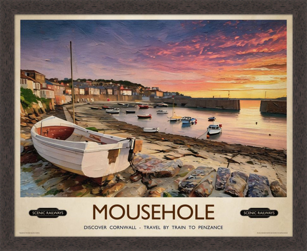 Vintage travel poster- Mousehole, Cornwall - Scenic Railways