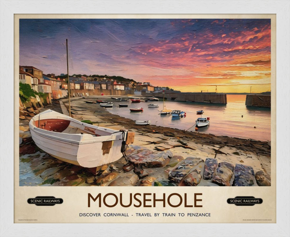 Vintage travel poster- Mousehole, Cornwall - Scenic Railways