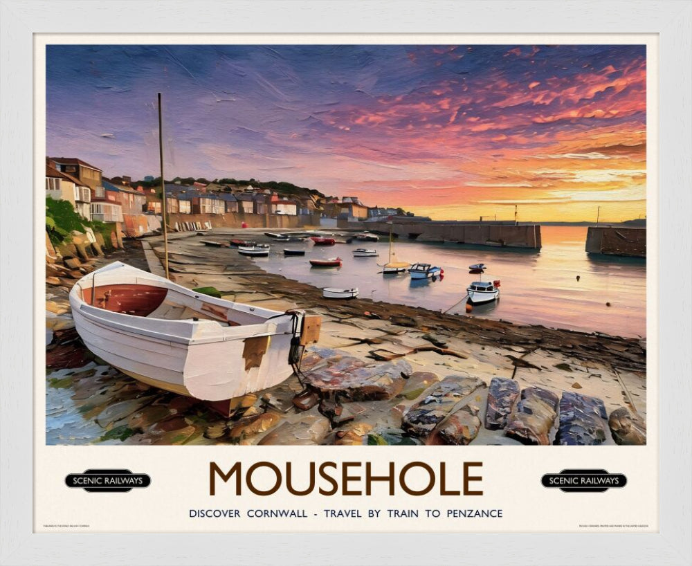 Vintage travel poster- Mousehole, Cornwall - Scenic Railways
