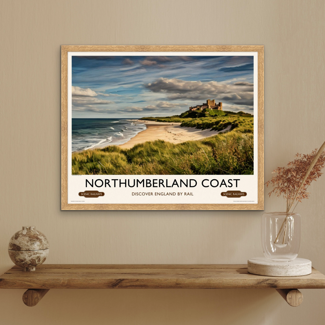 Vintage travel poster- Northumberland Coast - Scenic Railways