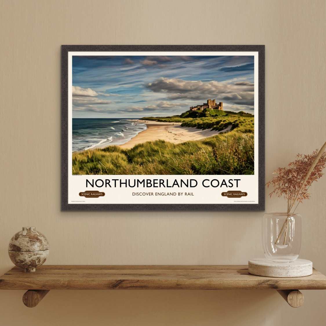Vintage travel poster- Northumberland Coast - Scenic Railways