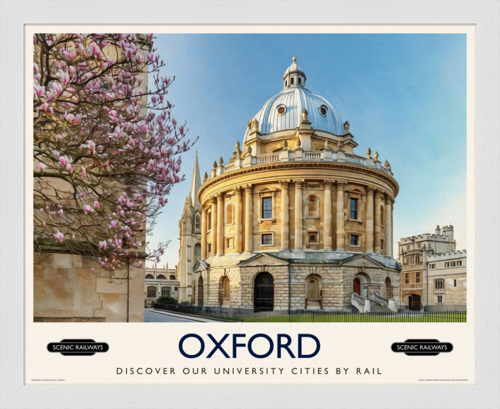 Vintage travel poster- Oxford, The Radcliffe Camera in Spring - Scenic Railways
