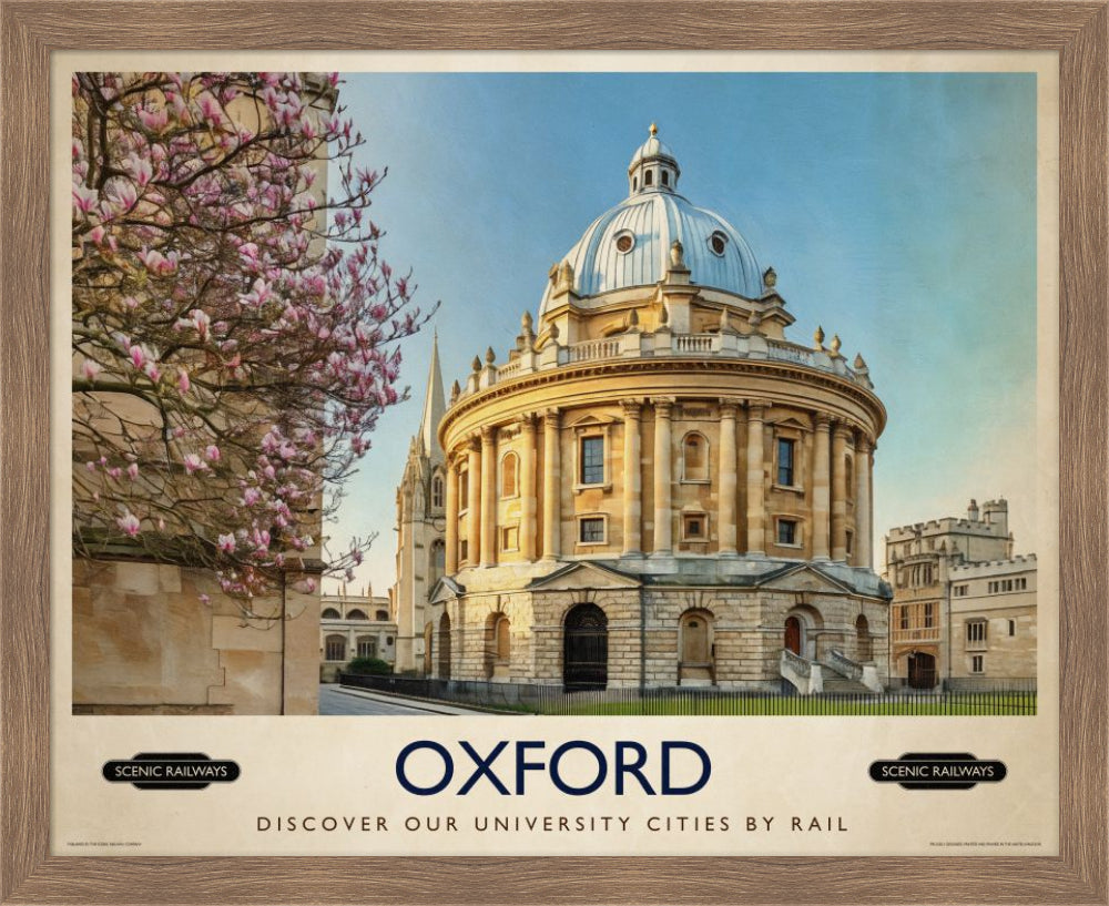 Vintage travel poster- Oxford, The Radcliffe Camera in Spring - Scenic Railways