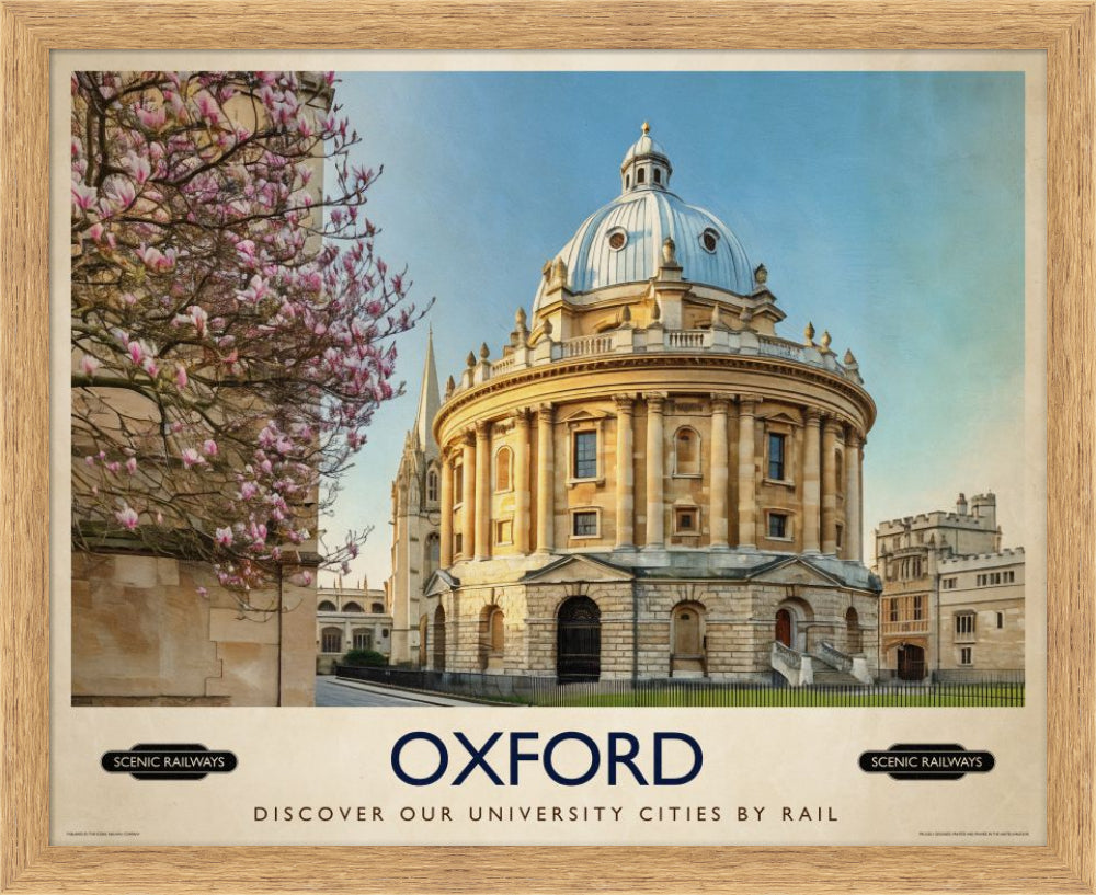 Vintage travel poster- Oxford, The Radcliffe Camera in Spring - Scenic Railways