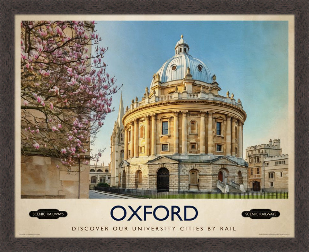 Vintage travel poster- Oxford, The Radcliffe Camera in Spring - Scenic Railways