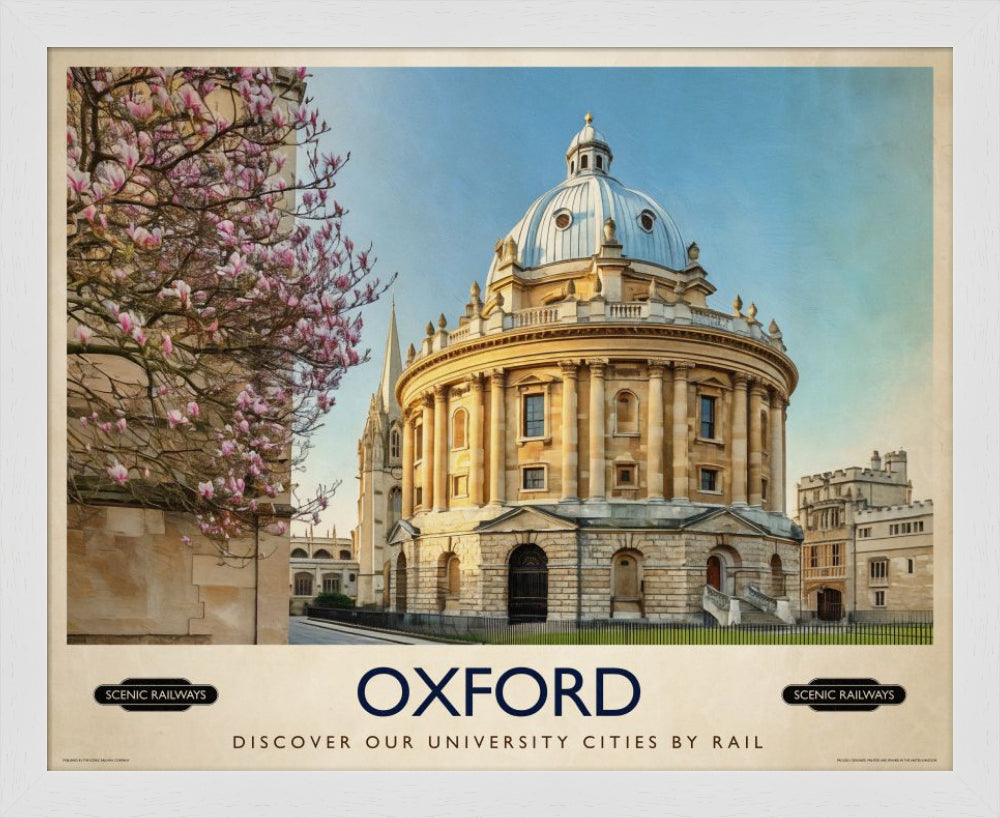Vintage travel poster- Oxford, The Radcliffe Camera in Spring - Scenic Railways