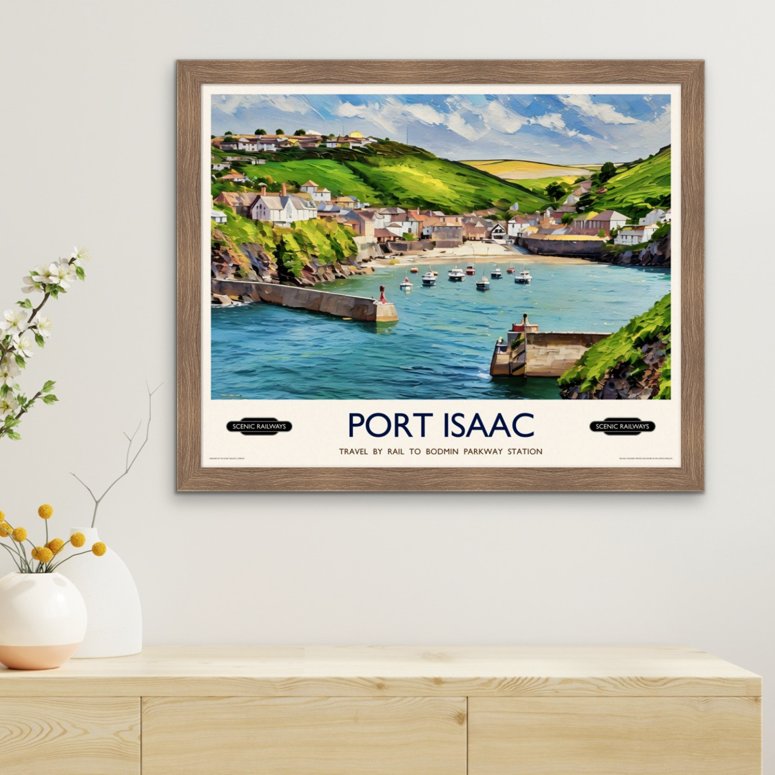 Vintage travel poster- Port Isaac, Cornwall - Scenic Railways