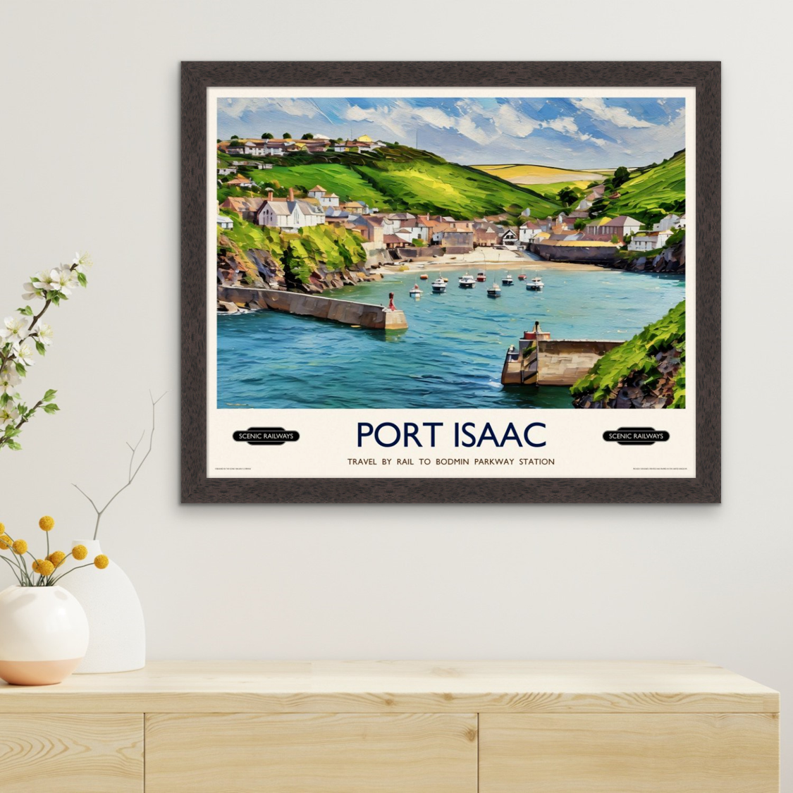 Vintage travel poster- Port Isaac, Cornwall - Scenic Railways