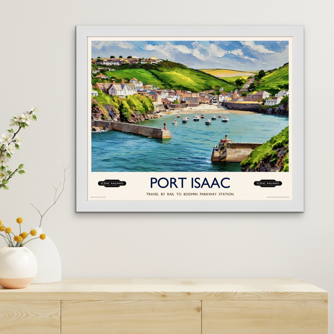 Vintage travel poster- Port Isaac, Cornwall - Scenic Railways