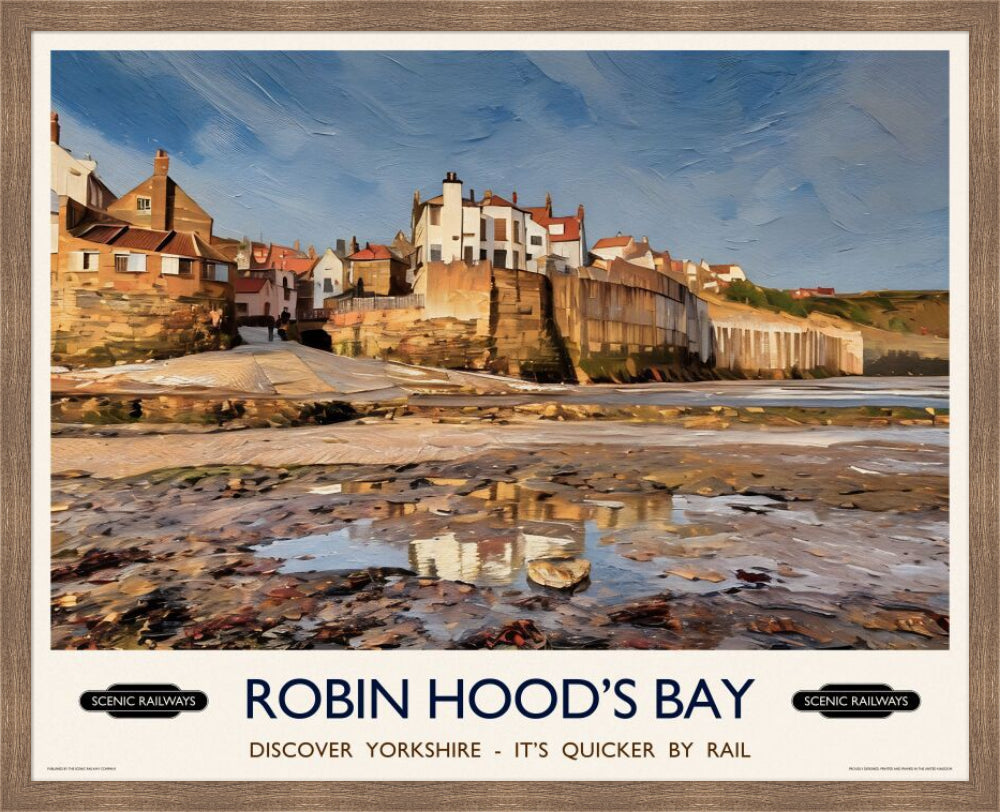 Vintage travel poster- Robin Hood's Bay, Yorkshire - Scenic Railways
