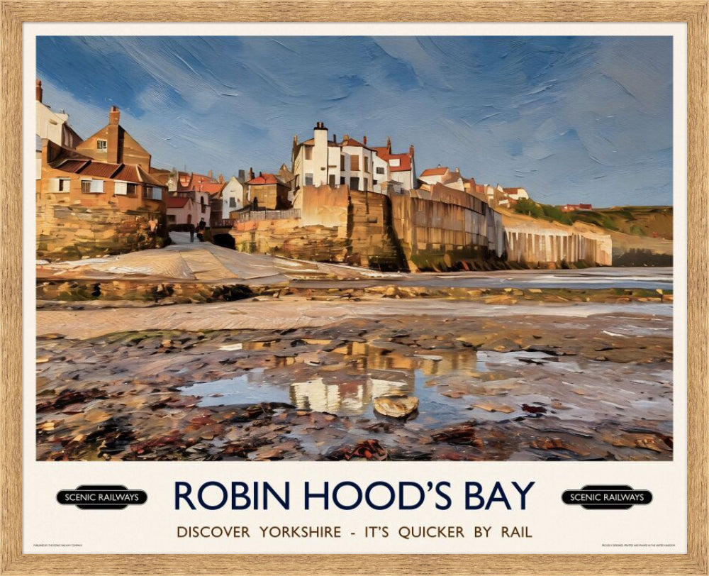Vintage travel poster- Robin Hood's Bay, Yorkshire - Scenic Railways