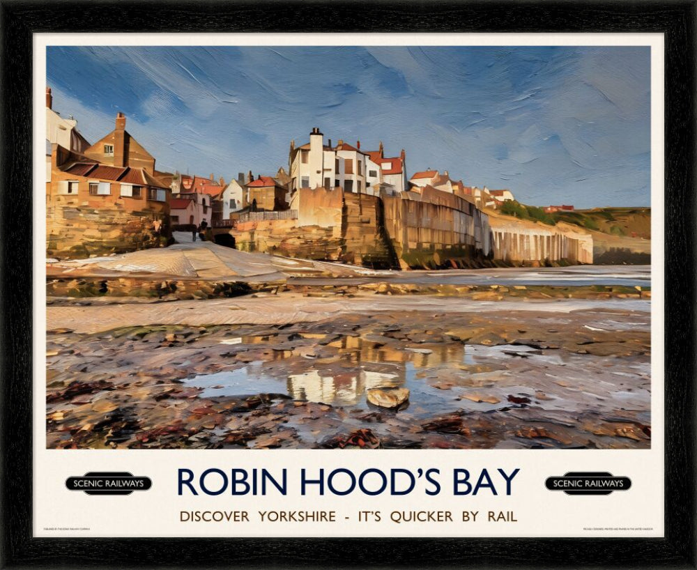 Vintage travel poster- Robin Hood's Bay, Yorkshire - Scenic Railways