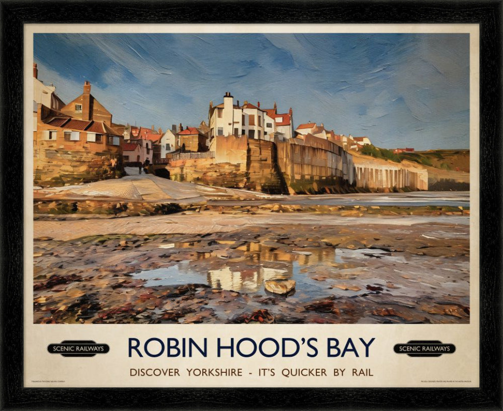 Vintage travel poster- Robin Hood's Bay, Yorkshire - Scenic Railways