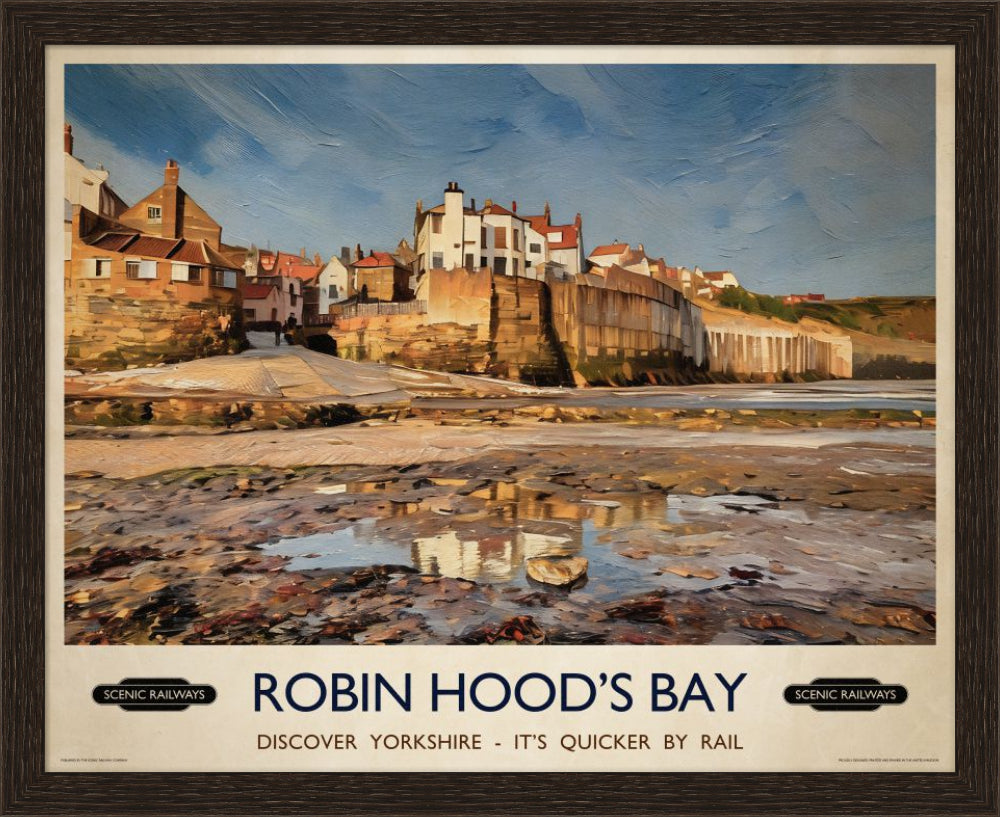 Vintage travel poster- Robin Hood's Bay, Yorkshire - Scenic Railways