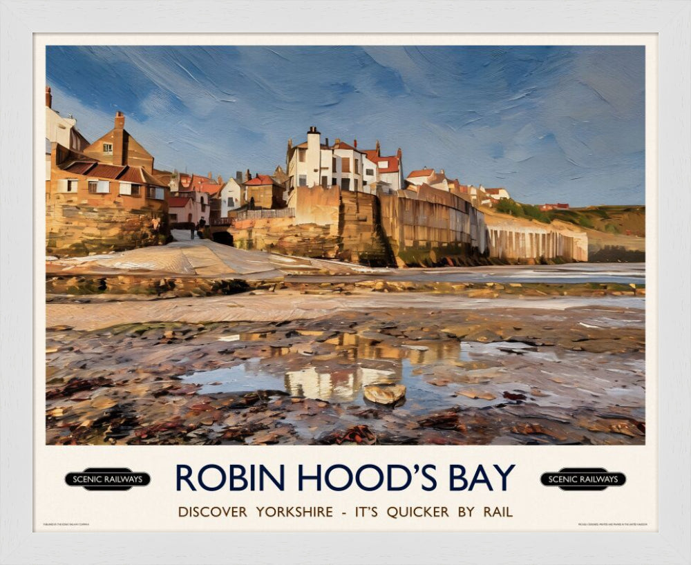 Vintage travel poster- Robin Hood's Bay, Yorkshire - Scenic Railways