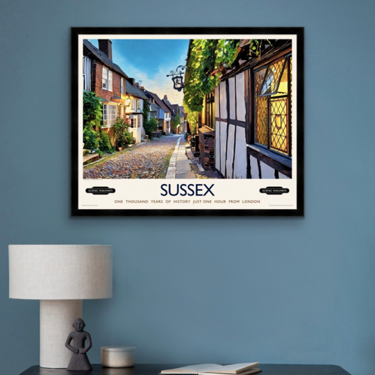 Vintage travel poster- Rye, Sussex - Scenic Railways