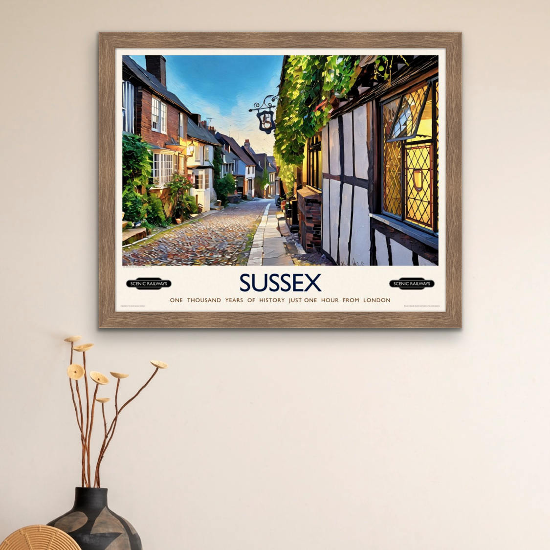 Vintage travel poster- Rye, Sussex - Scenic Railways