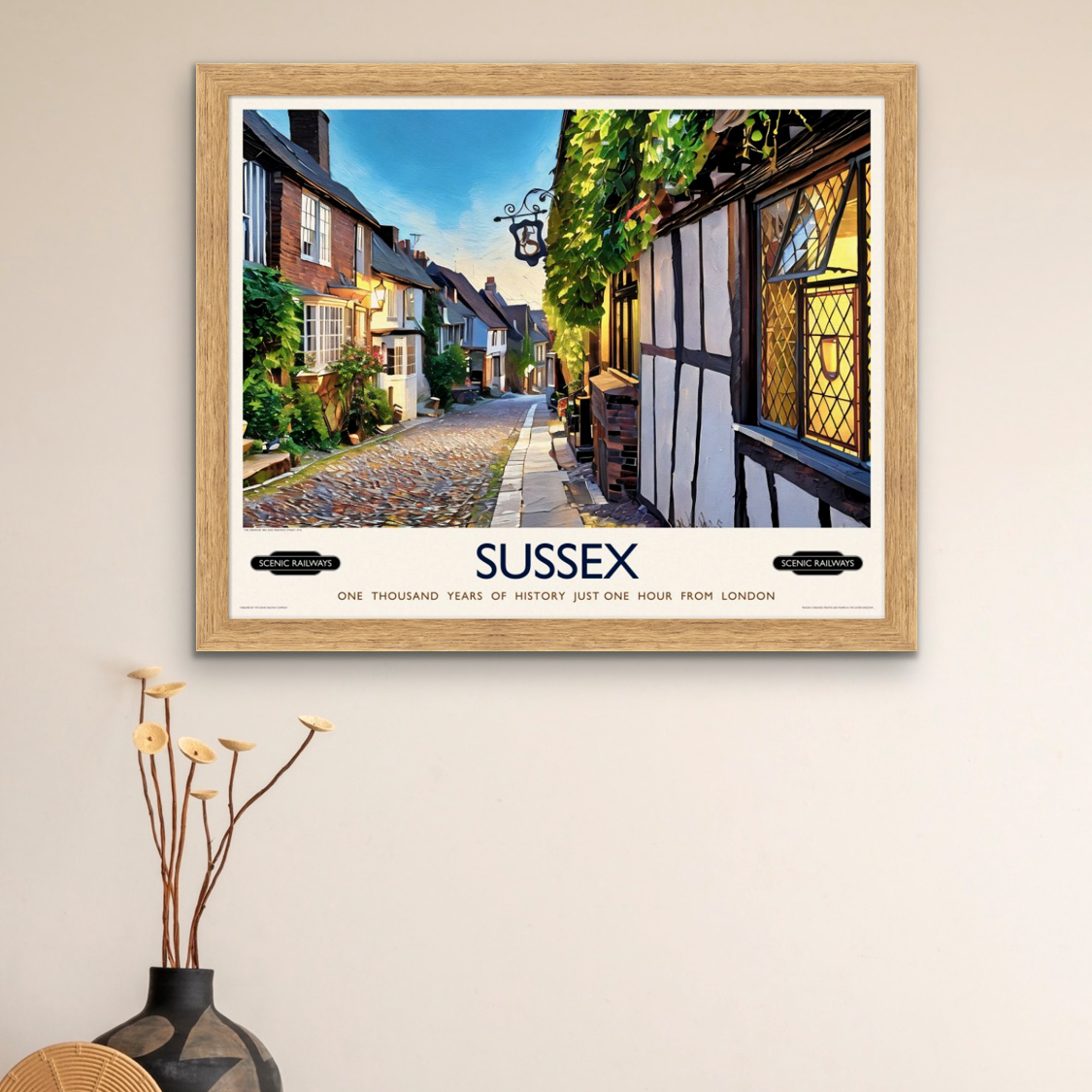 Vintage travel poster- Rye, Sussex - Scenic Railways