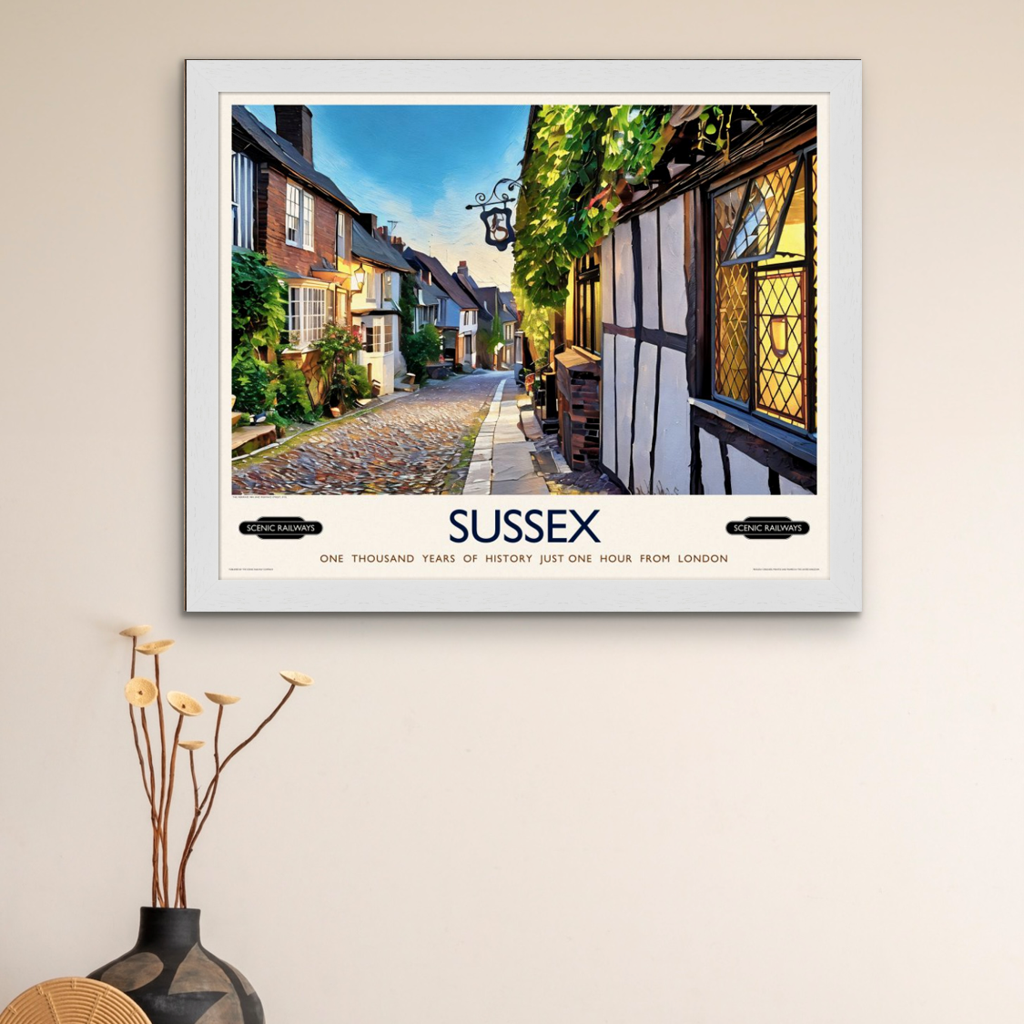 Vintage travel poster- Rye, Sussex - Scenic Railways