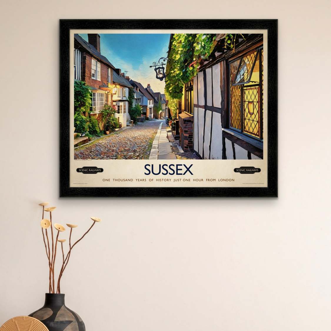 Vintage travel poster- Rye, Sussex - Scenic Railways