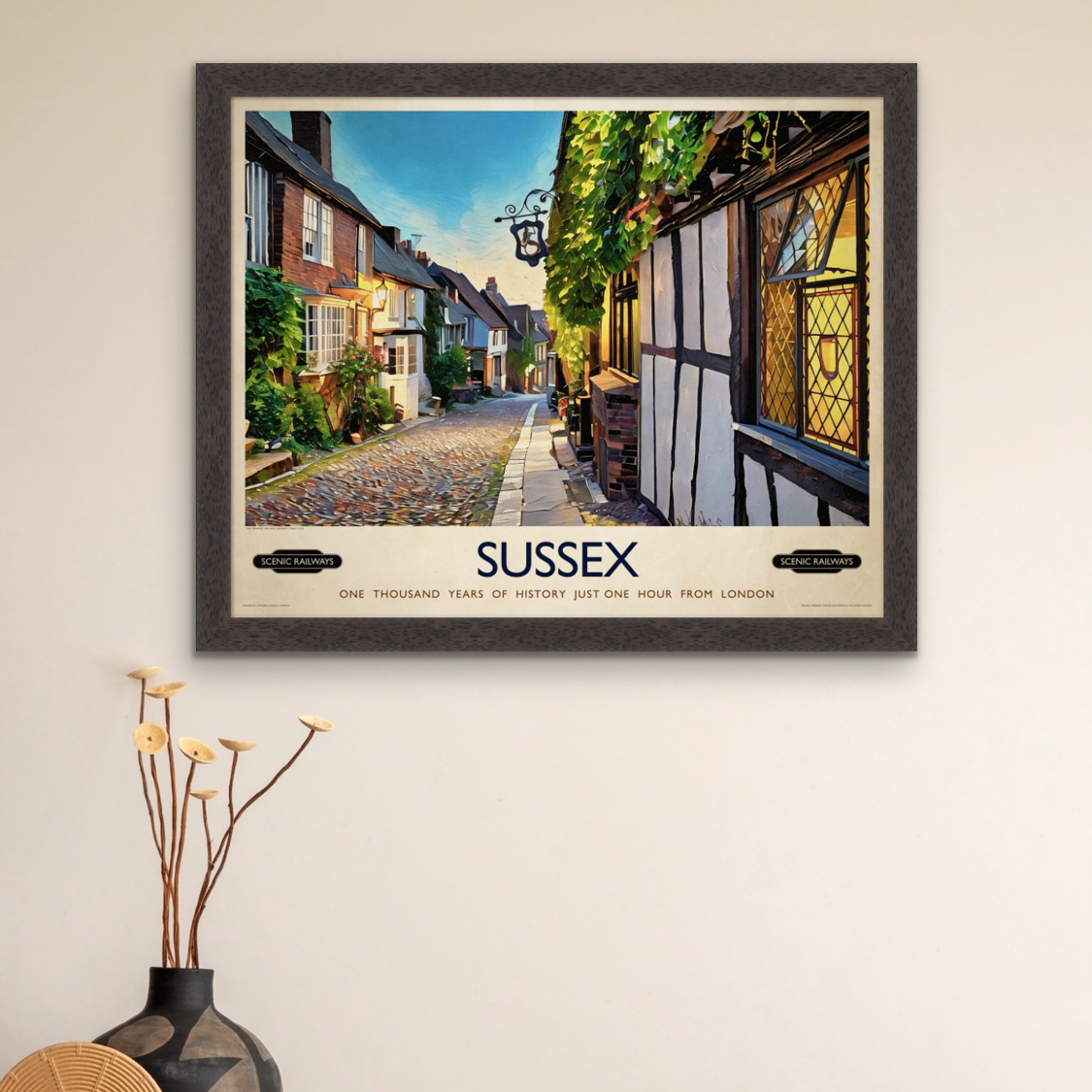 Vintage travel poster- Rye, Sussex - Scenic Railways