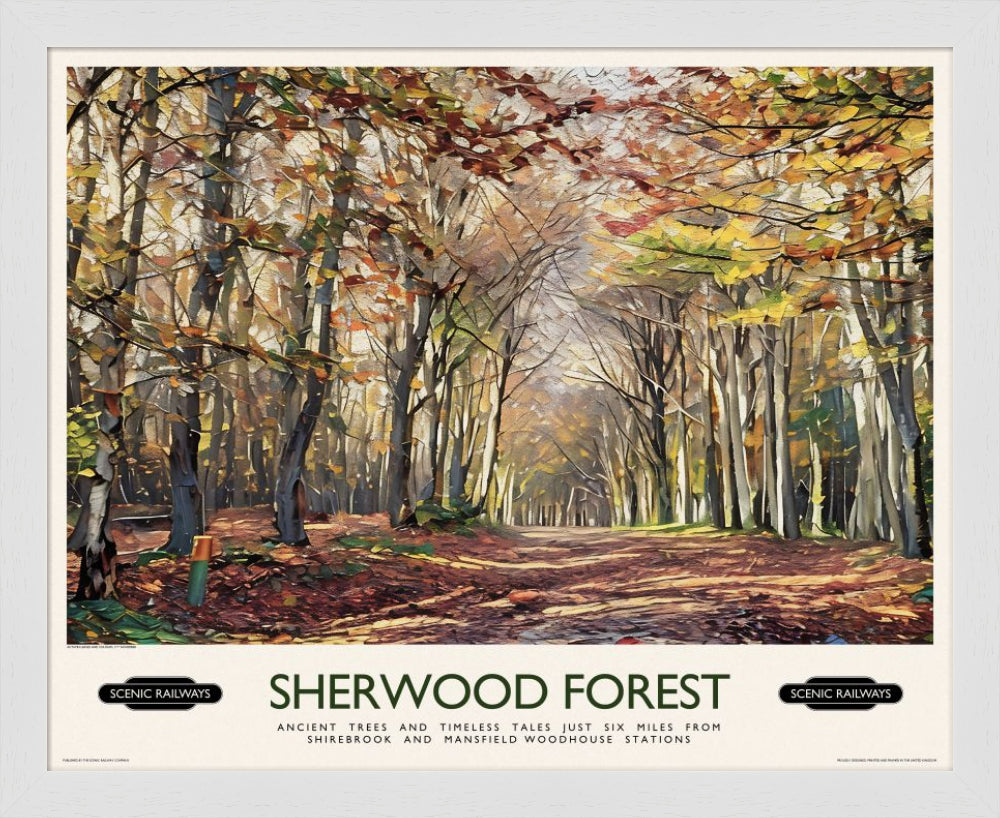 Vintage travel poster- Sherwood Forest - Scenic Railways