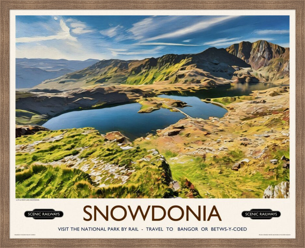 Vintage travel poster- Snowdonia, Wales - Scenic Railways