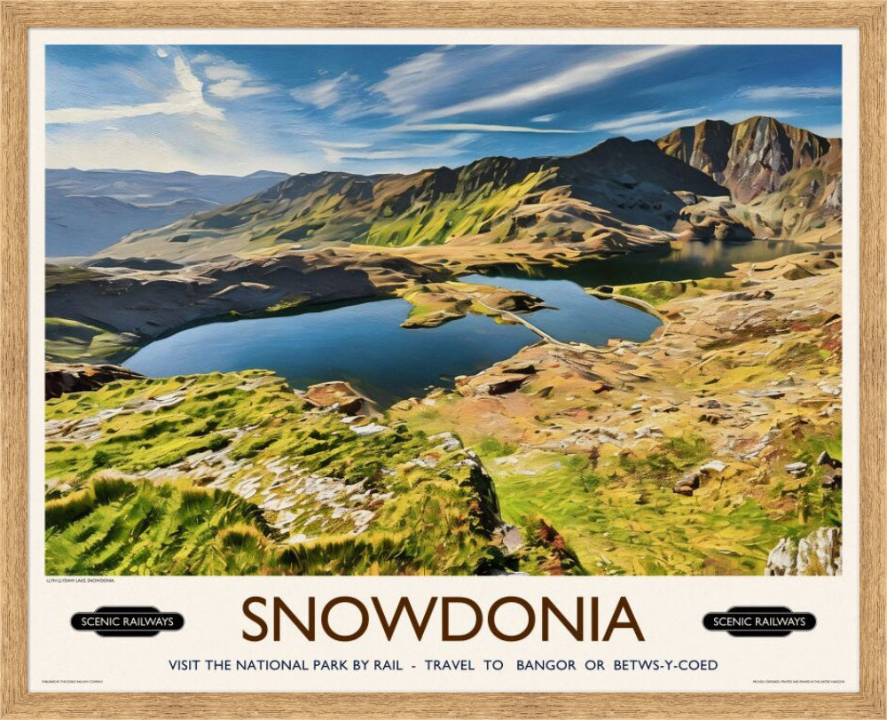 Vintage travel poster- Snowdonia, Wales - Scenic Railways