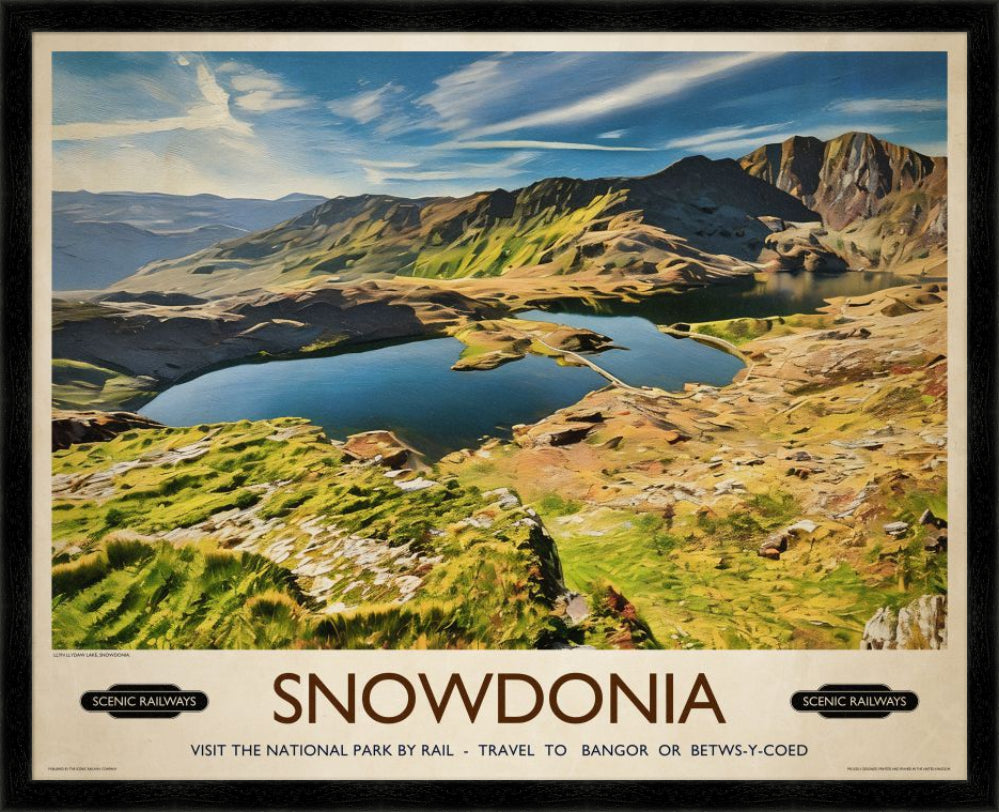 Vintage travel poster- Snowdonia, Wales - Scenic Railways
