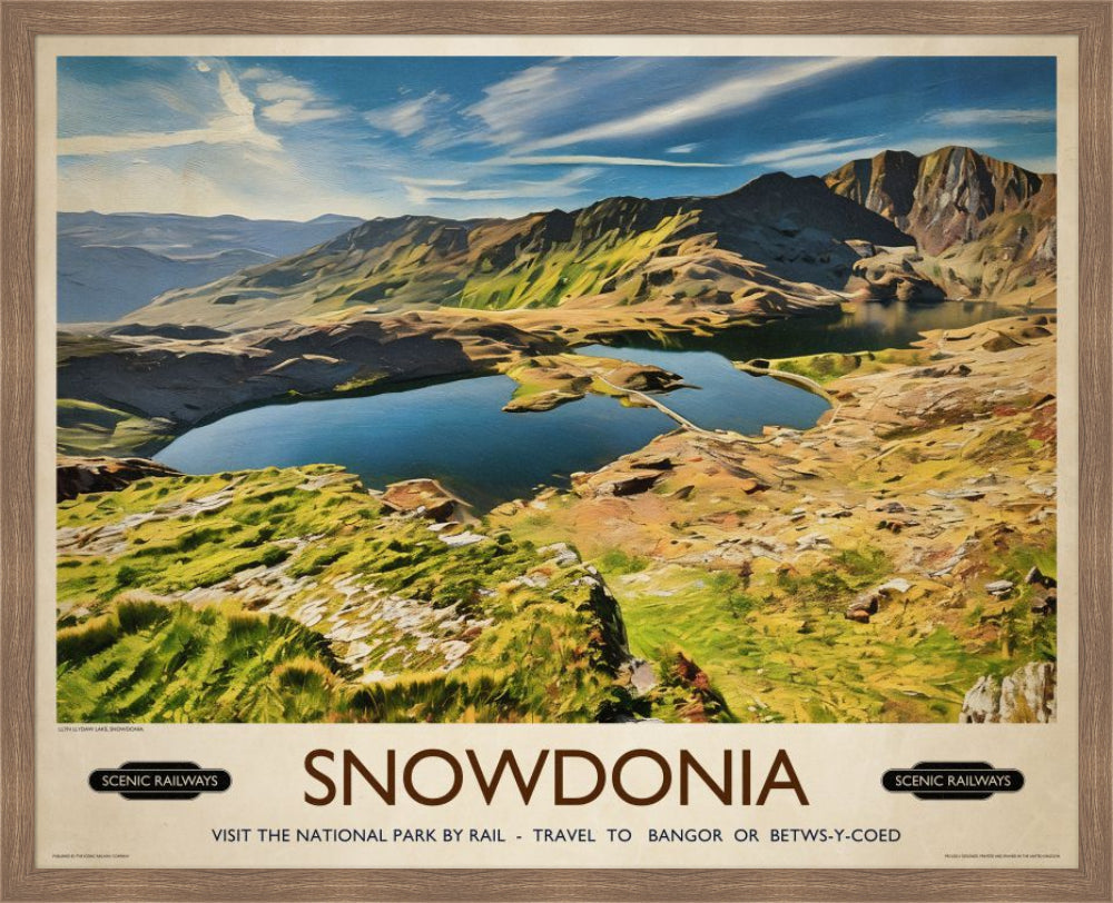 Vintage travel poster- Snowdonia, Wales - Scenic Railways
