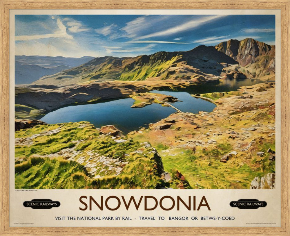 Vintage travel poster- Snowdonia, Wales - Scenic Railways