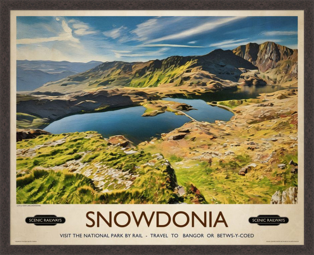 Vintage travel poster- Snowdonia, Wales - Scenic Railways