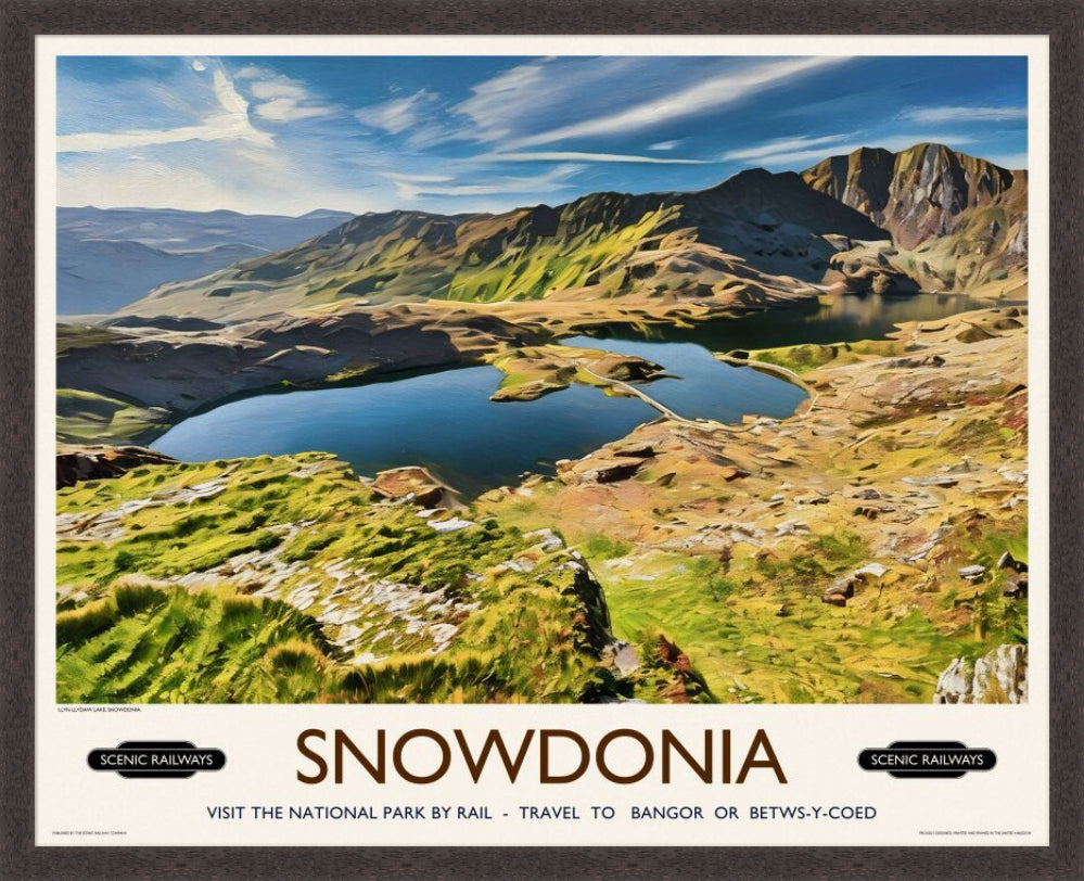 Vintage travel poster- Snowdonia, Wales - Scenic Railways