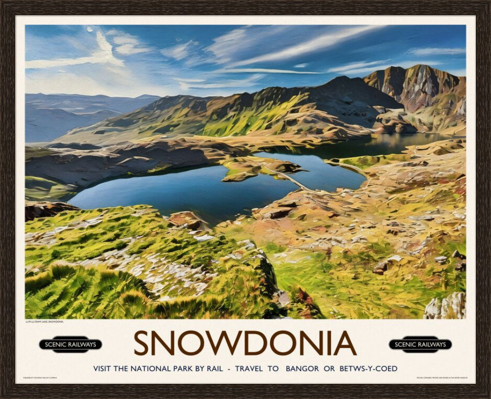 Vintage travel poster- Snowdonia, Wales - Scenic Railways