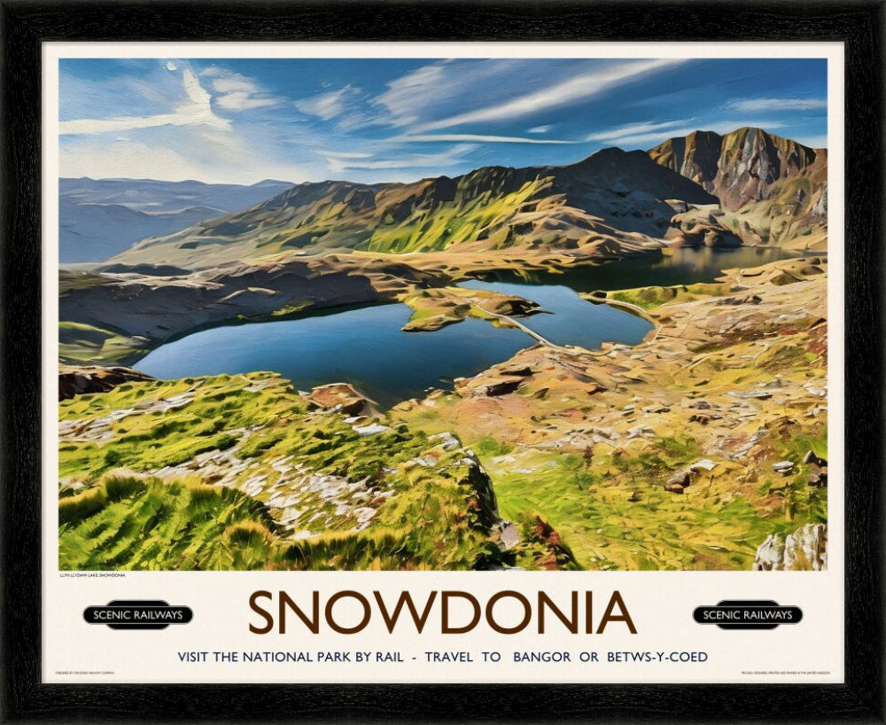 Vintage travel poster- Snowdonia, Wales - Scenic Railways
