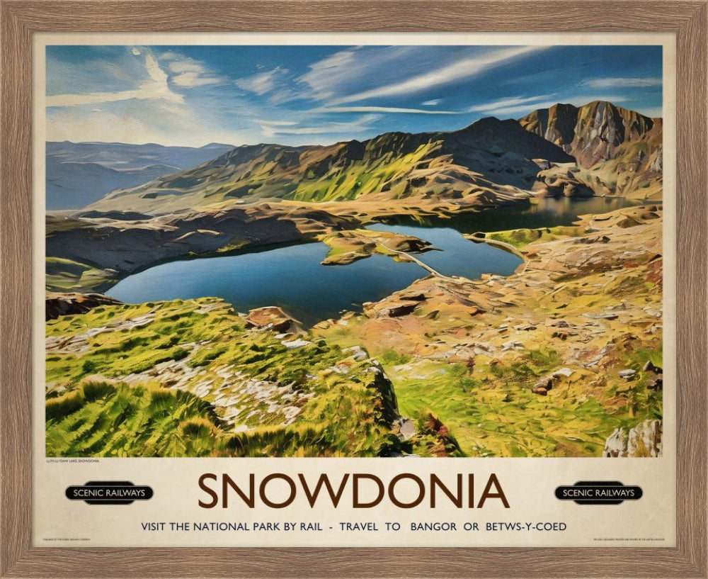 Vintage travel poster- Snowdonia, Wales - Scenic Railways