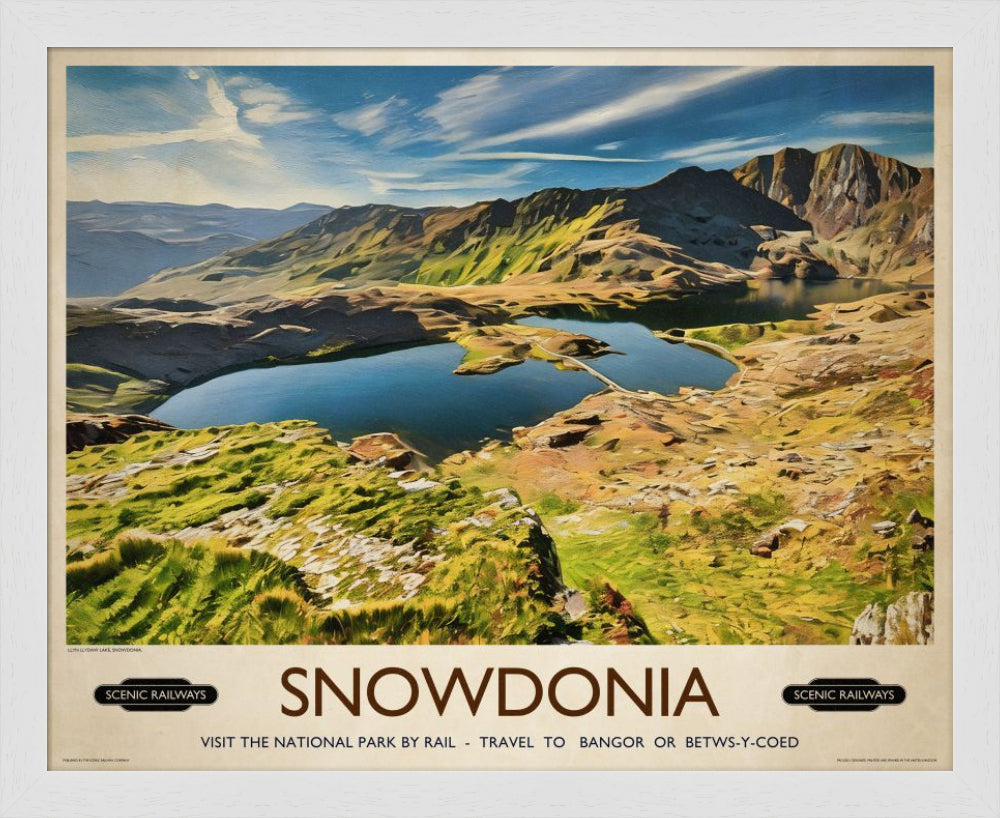 Vintage travel poster- Snowdonia, Wales - Scenic Railways
