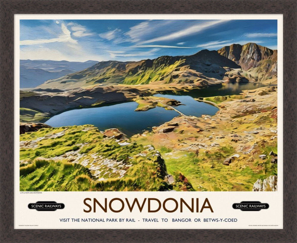 Vintage travel poster- Snowdonia, Wales - Scenic Railways