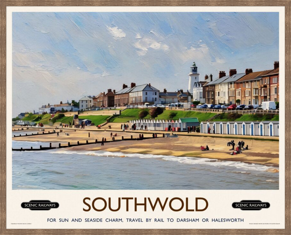 Vintage travel poster- Southwold, East Suffolk - Scenic Railways
