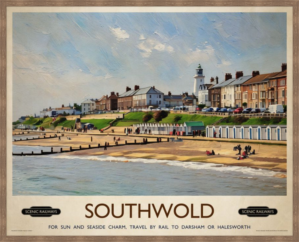 Vintage travel poster- Southwold, East Suffolk - Scenic Railways