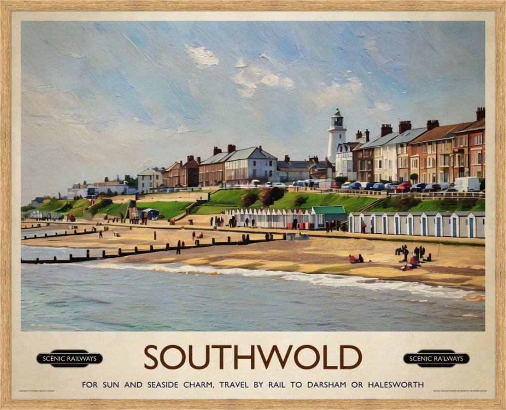 Vintage travel poster- Southwold, East Suffolk - Scenic Railways
