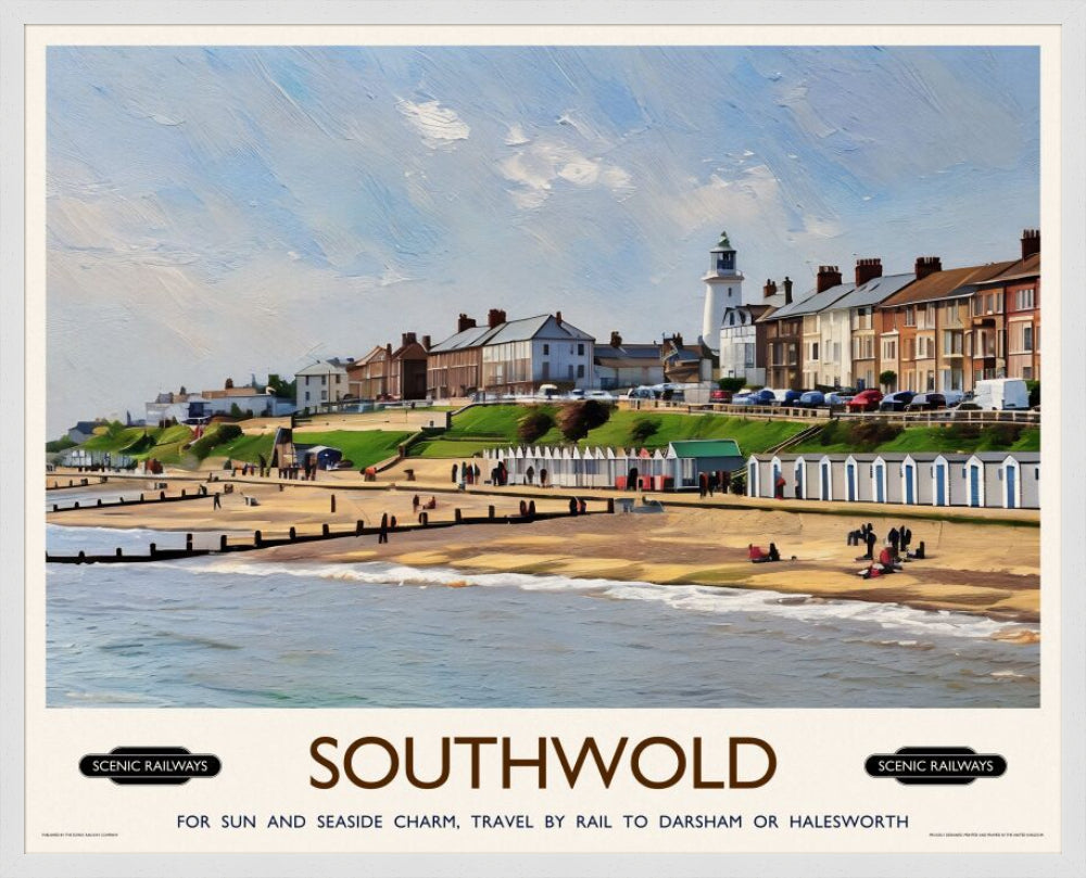 Vintage travel poster- Southwold, East Suffolk - Scenic Railways