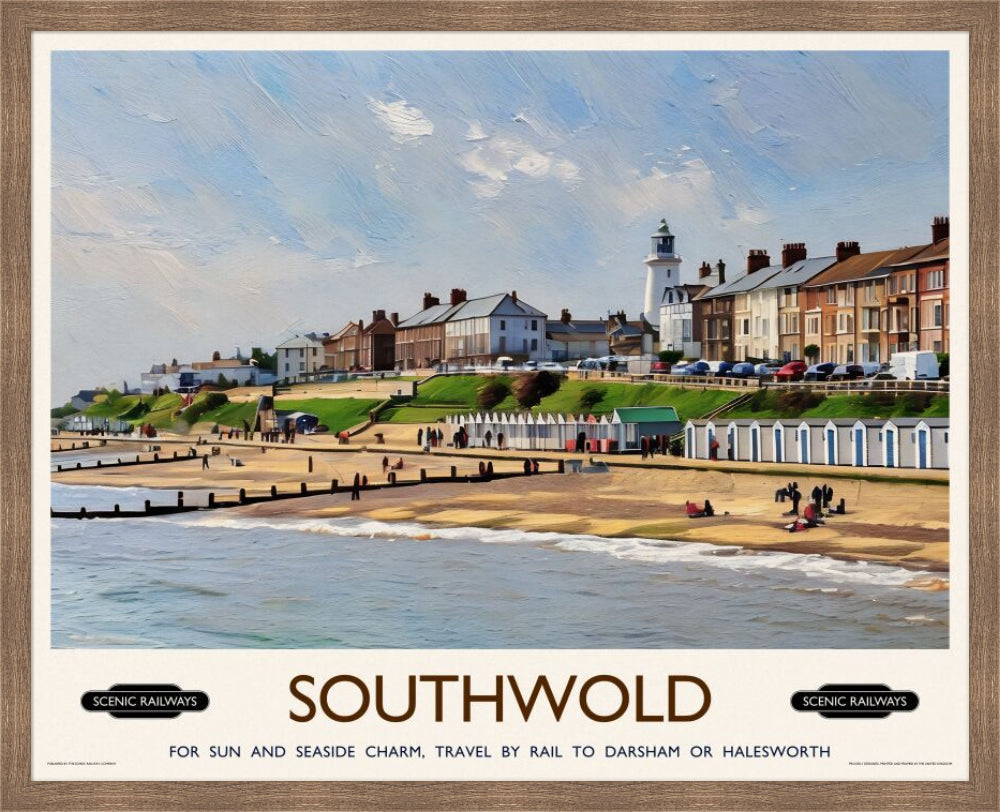 Vintage travel poster- Southwold, East Suffolk - Scenic Railways