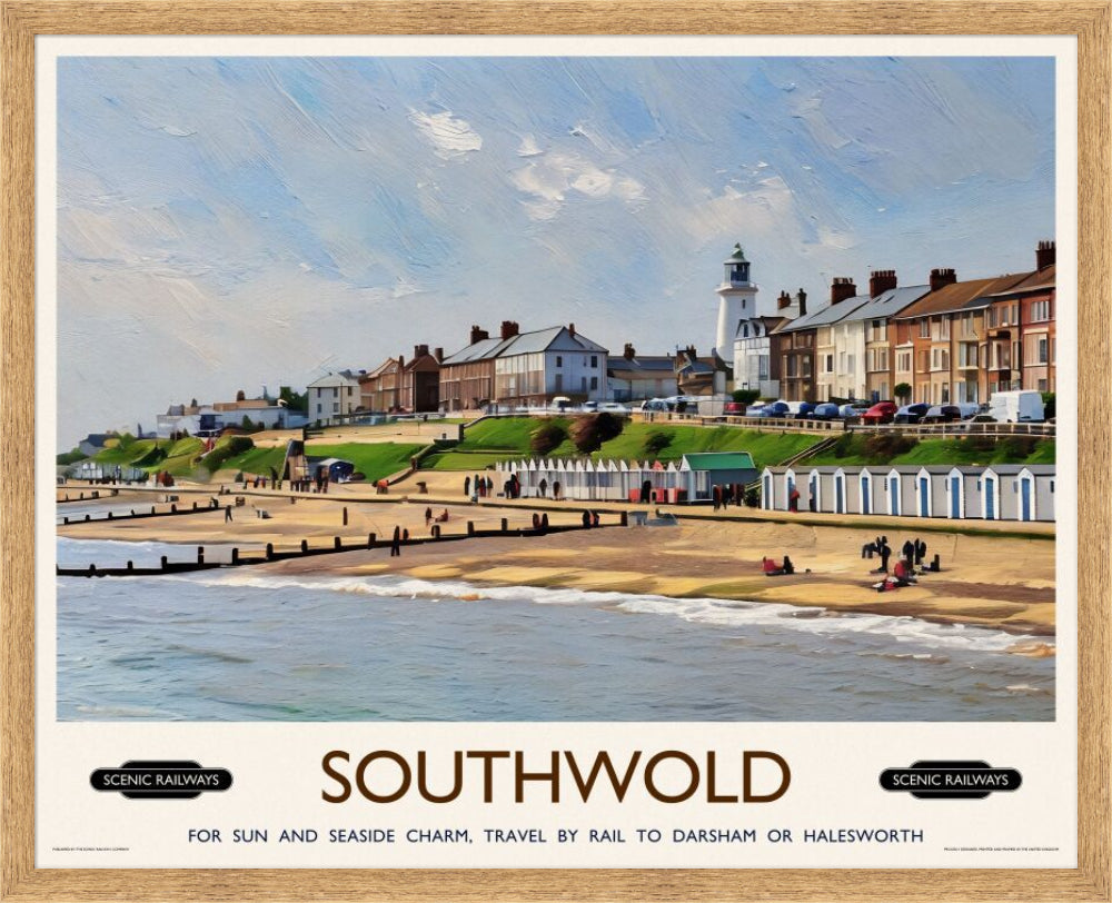 Vintage travel poster- Southwold, East Suffolk - Scenic Railways